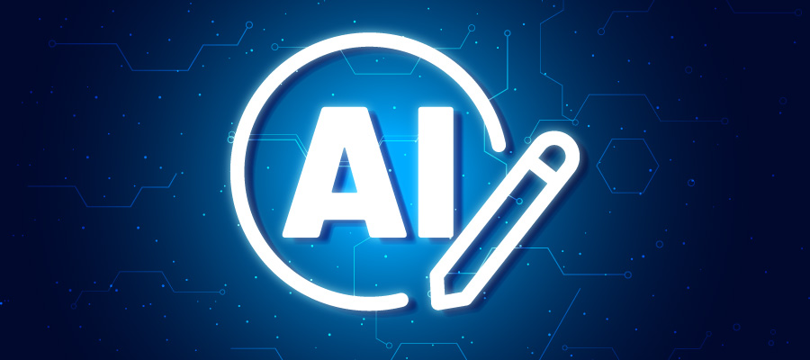 Artificial intelligence (AI) and pencil icon