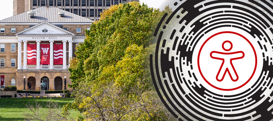 Bascom Hill photo with the Universal Accessibility icon