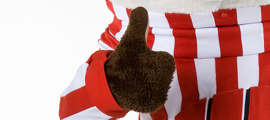 Bucky Badger with thumbs-up