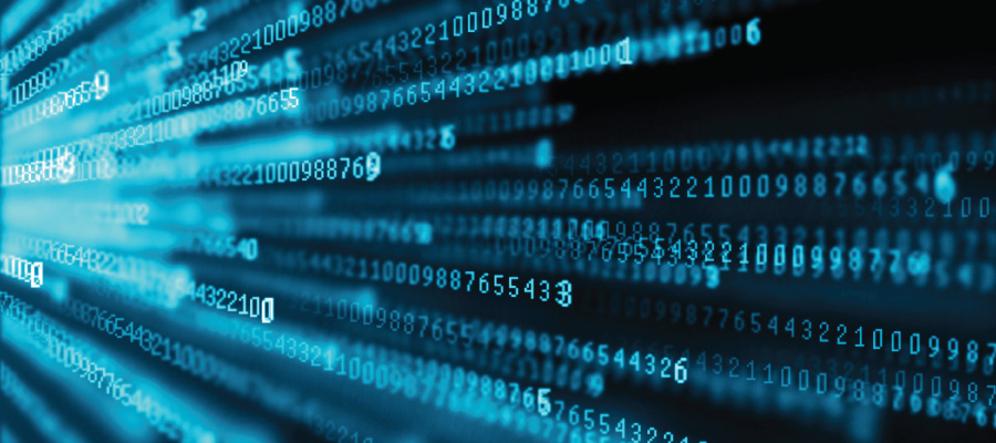 String of numbers on black background