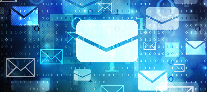 Many email icons floating in cyberspace.