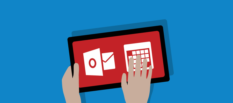 Email and Calendar icons on tablet