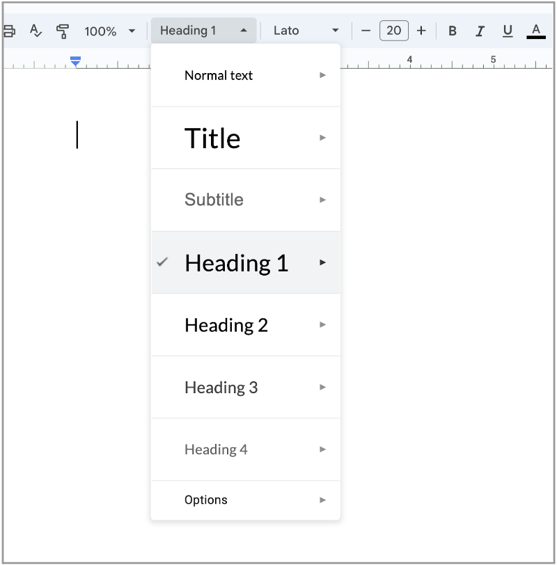 A sample page in Google Docs. See caption for more details.