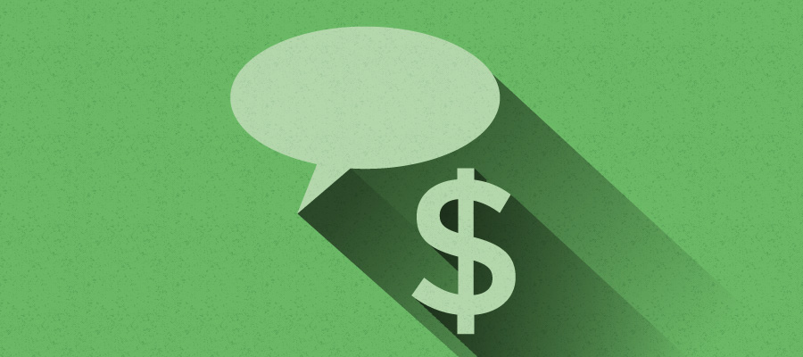 Speech bubble and dollar sign