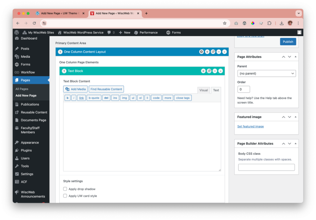 Classic WordPress editor