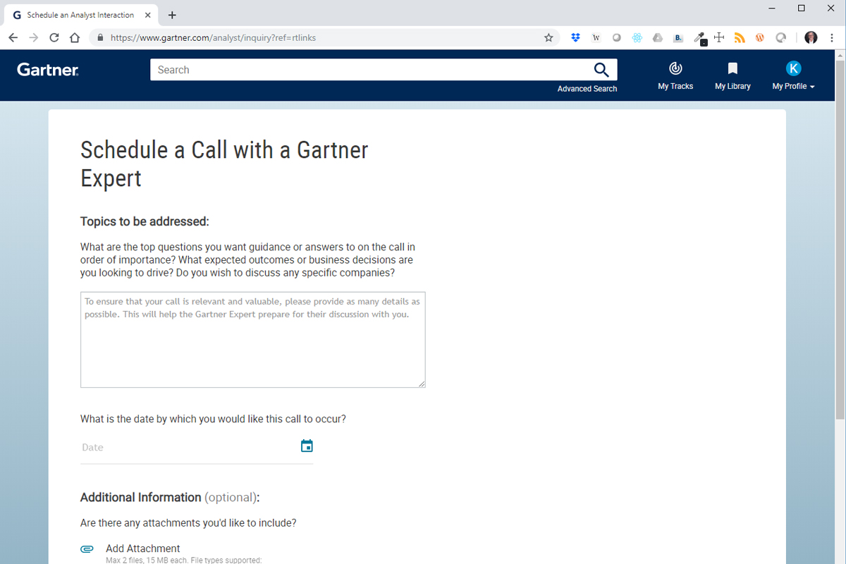 Gartner talk with expert form