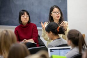 Kaiping Chen, an assistant professor of life sciences communication, speaks to her LSC 250 class