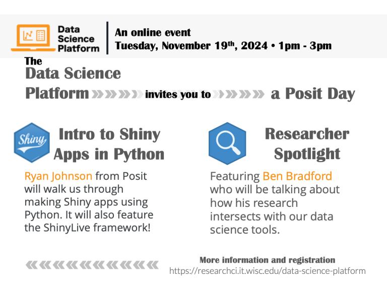 Posit day: Intro to Shiny Apps in Python & Ben Bradford researcher spotlight