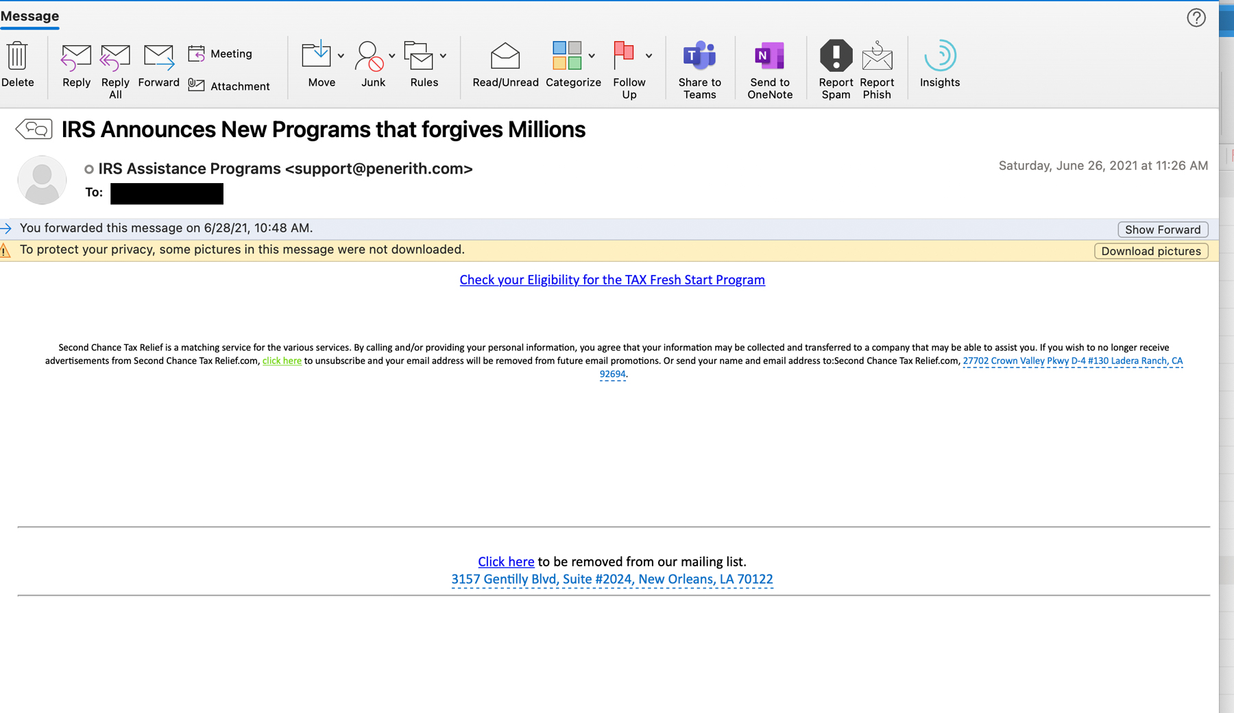 Phishing scam Jun 28 IRS