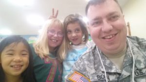 Tim Bohn at a 2015 Veteran’s Day lunch with his daughter and friends